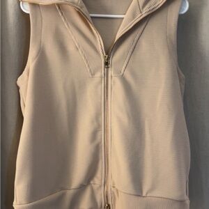 Tan Sleeveless Zip-Up Vest